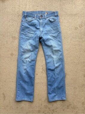 Vintage Levis Action Jeans Brown Tab Made in USA Light Wash Denim Blend 33x29